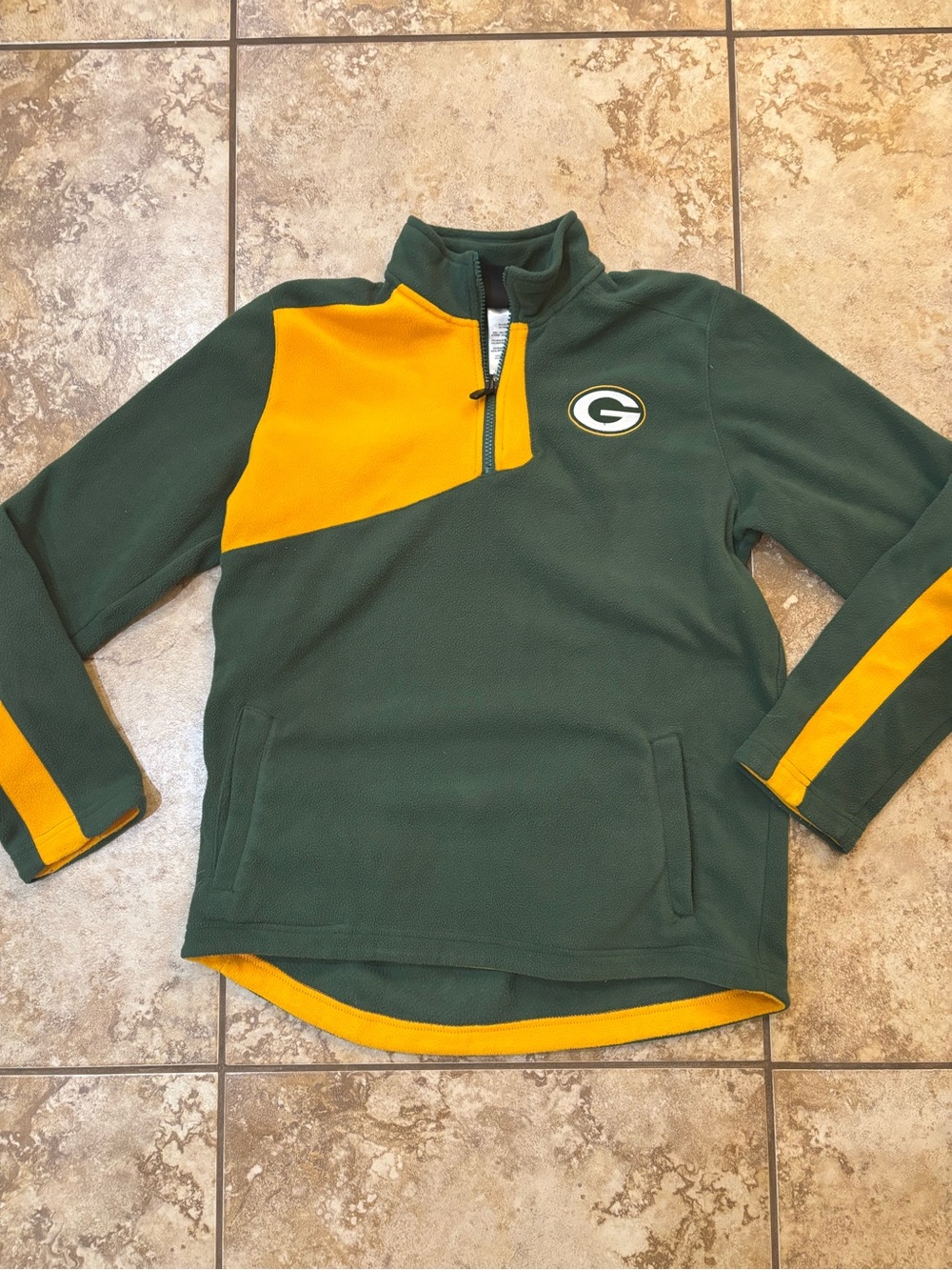 NFL Youth XL 14/16 Green Bay Packers Fleece Quarter Zip Embroidered Logo Sweater